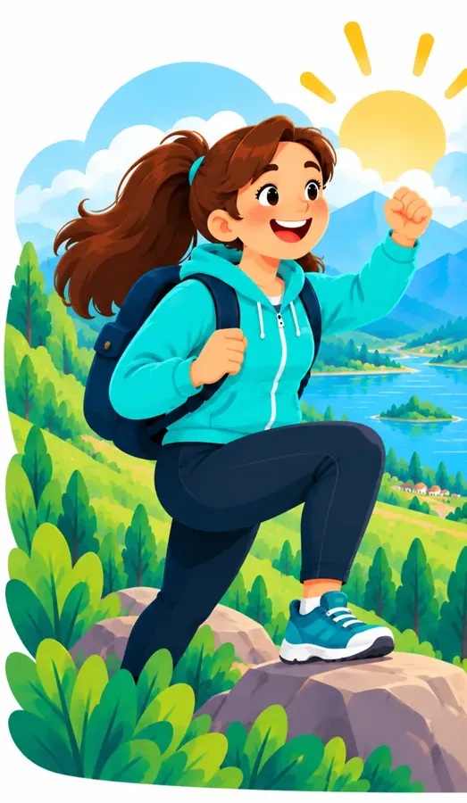 Girl striding up a rocky trail